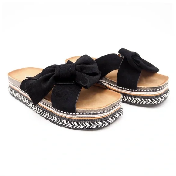 ✨ONE HOUR SALE✨Thea wedge fabulous Mules Sandals with Bows - Picture 2 of 5